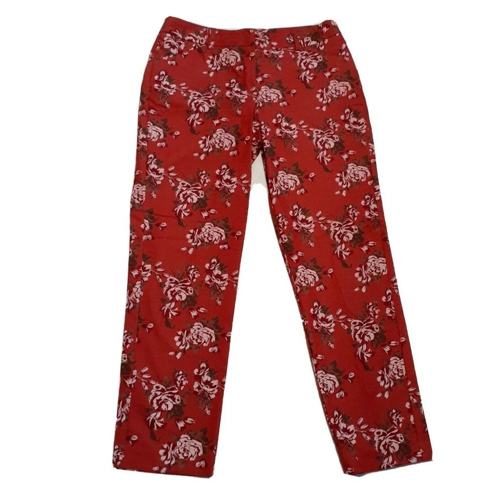 New Directions Women's Pants ~ Red & Floral ~ Sz 8